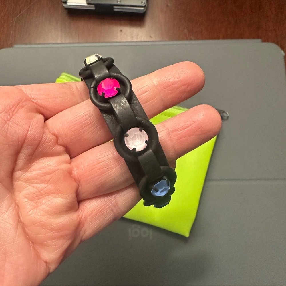 Tova Black bangle Bracelet with Pink, Clear, and Blue Stones